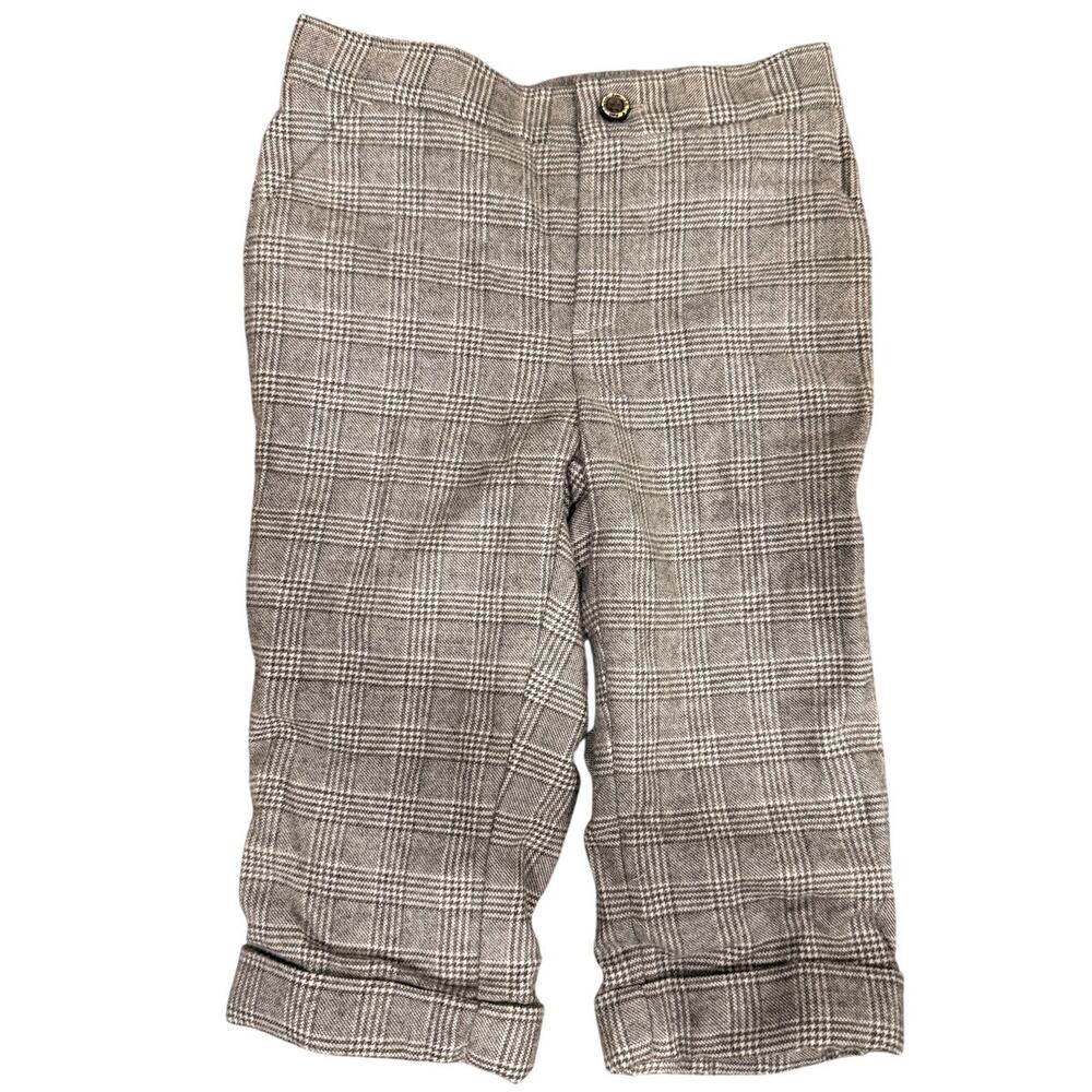 Janie and Jack Pants - Gray/White Plaid Kids 6-12 months